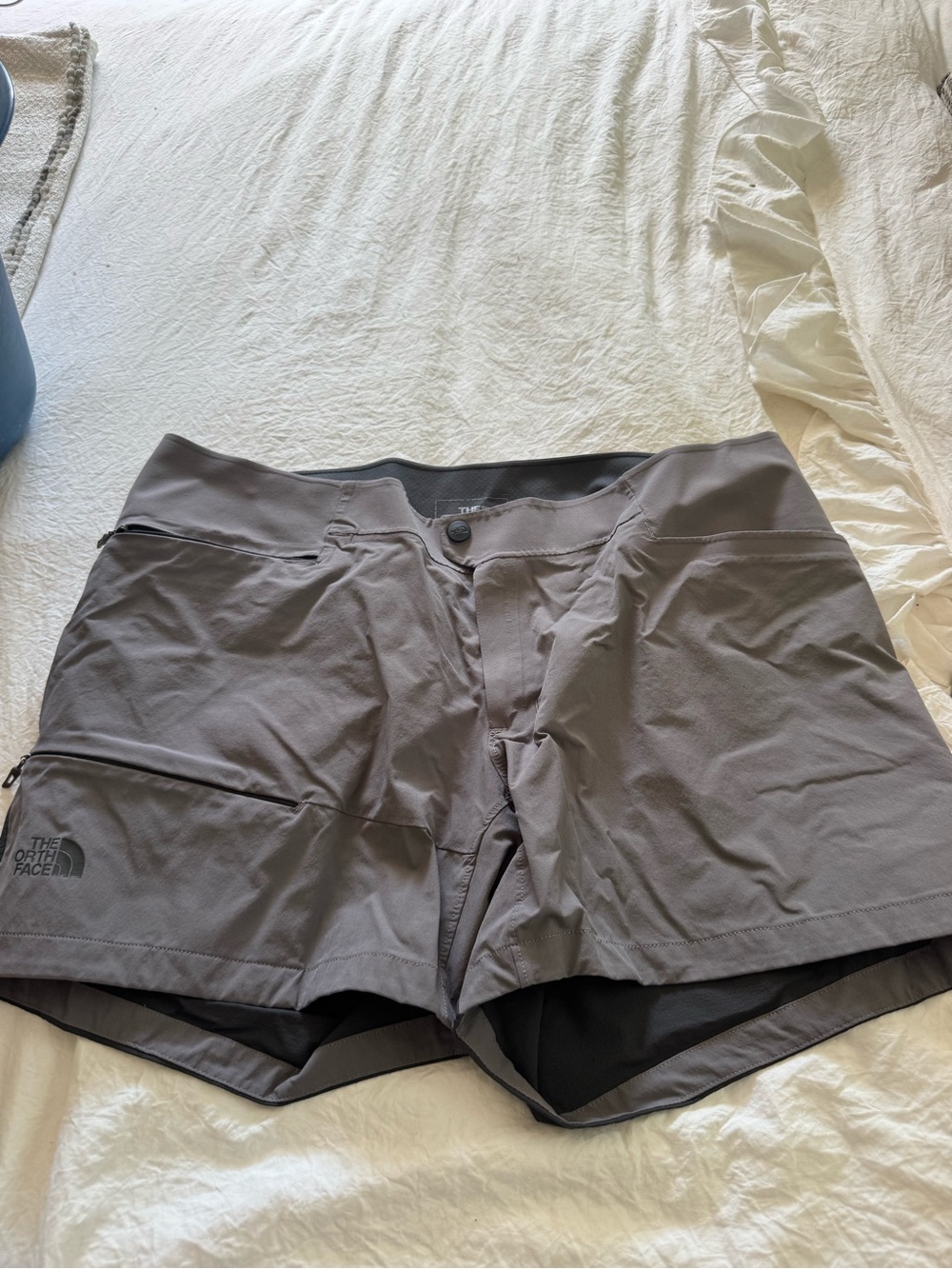 The North Face Women's Gray Athletic Shorts with Zip Pocket